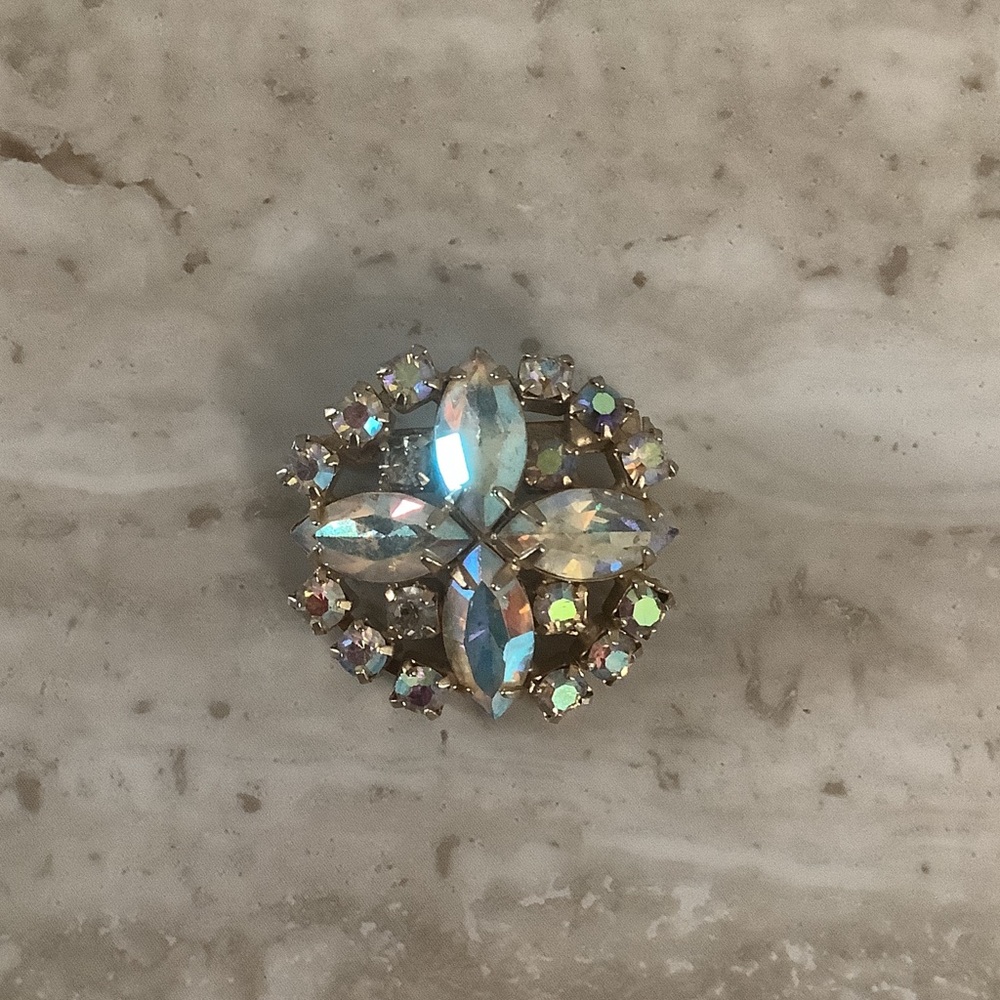 Vintage Iridescent Crystal Brooch